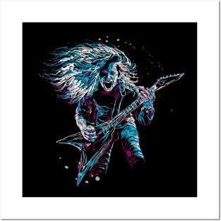 Abstract rock guitar player illustration Posters and Art
